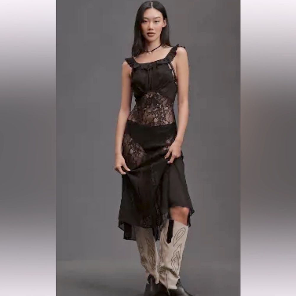 NWT Anthropologie Sheer Lace MIDI Dress XL